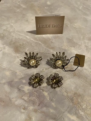 Heidi Daus Simulated Pearl and Crystal Stud Earrings Pierced Interchangeable - Image 1 of 4