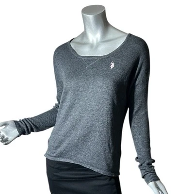 U.S. Polo Assn. Женский средний темно серый свитер ребристые рукава хлопковая смесь - Изображение 1 из 4