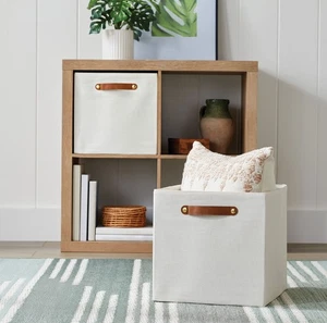 Better Homes & Gardens Collapsible Fabric Cube Storage Bin, Vanilla - Picture 1 of 7