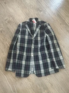 Neu mit Etikett Vintage 40 R Polo Ralph Lauren Mini kariert Baumwolle Madras Patch Patch Blazer - Bild 1 von 4