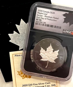 2020 Canada 20 $ Maple Leaf Rhodium-Platinum NGC PF70 FIRST DAY OF PRODUCTION - Bild 1 von 7