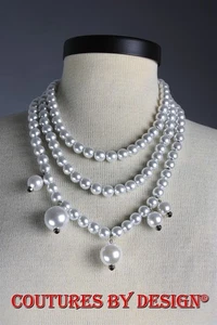 Collar de perlas St John 19" 3 hebras blanco/plateado nuevo con etiquetas precio de venta sugerido por el fabricante 230 USD - Imagen 1 de 1