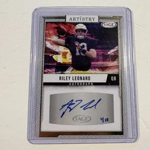 Riley Leonard 2024 Sage Artistry Auto 1/10 SSP Rare Notre Dame First On Print - Picture 1 of 2