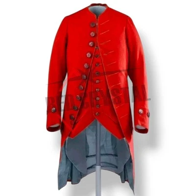 New Men 1770th Red Victorian Costume Wool Frock Style Coat Regency Quick Ship - Image 1 of 4