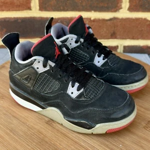 Nike Air Jordan 4 Retro OG Bred PS BQ7669-060 Boys Youth Size 11C Black Red - Picture 1 of 12
