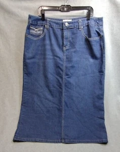 Christopher & Banks Denim Skirt size 16 Long Modest Back Slit Blue Jean - Picture 1 of 14