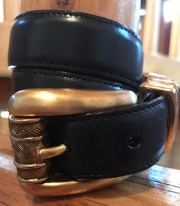 Cintura donna Brighton in pelle nera con fibbia in ottone taglia S #40514 - Foto 1 di 7