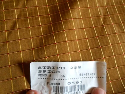 Tela de seda diseño cuadrado especias rayas marrón óxido 54" x 5 1/2 yardas pieza Foto 1 de 3