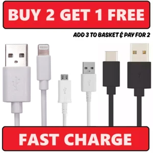 USB Type C Micro Fast Charging Data Sync Lead Cable For Apple Samsung / Huawei - Picture 1 of 11