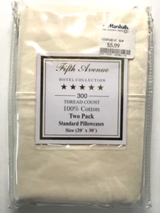 FIFTH AVENUE; HOTEL COLLECTION #101825 BEIGE STANDARD PILLOW CASES x2 300 THREAD - Picture 1 of 2