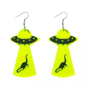 UFO Dinosaur Earrings for Women and Girls Cute Weird Dangle Earrings|UFO Dinosau - Picture 1 of 1