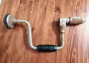 Vintage Stanley No. 923 10-inch Chrome Ratcheting Bit Brace Hand Drill Tool - Picture 1 of 6