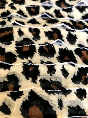 Animal Print Rayon Sheer,Tiered, Stretch Fabric Brown Beige Black  12"x35" piece - Image 1 of 4