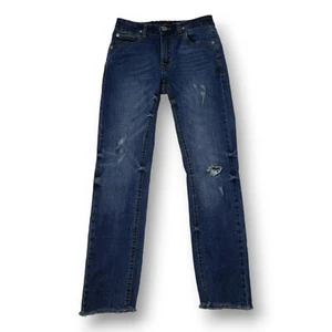 Hudson Skinny Ankle Jean Girls 12 Distressed Rough Hem Fray Mid Rise Medium Wash - Picture 1 of 11