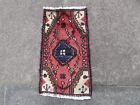Vintage Hand Made Traditional Rug Oriental Wool Red Small Rug 53x30cm