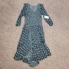 $315 Bailey 44 Women Black Ophelia Ruffled Floral Fit & Flare Midi Dress Size 8