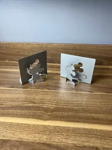 Disney Mickey Mouse Die Cut Silver/gray Bookends - Picture 1 of 4