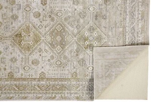 7' X 10' Gold And Ivory Floral Stain Resistant Area Rug - Picture 1 of 1