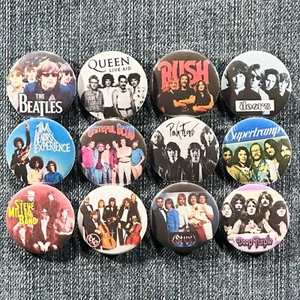 Guitarra Retro 12 Pines Banda Hard Rock Clásica Botones Pinback Música Años 70 80 1.5" - Imagen 1 de 5