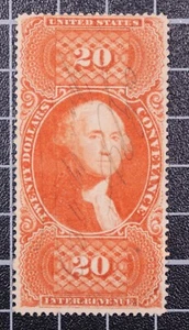 Scott R98c $20.00 Conveyance Revenue Used Nice Stamp SCV $110.00 - Picture 1 of 2