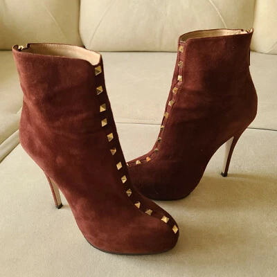 Valentino Rockstud Botines Gamuza Marrón 40 Foto 1 de 4