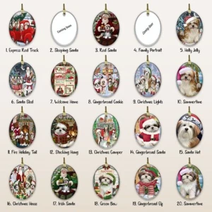 Malti Tzu Dog Oval Glass Christmas Hanging Ornaments for X-mas Tree Decorations - Picture 1 of 75