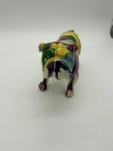 11" x 6" Multi-Color Polystone Graffiti Bulldog Sculpture Easy to clean - Picture 1 of 8