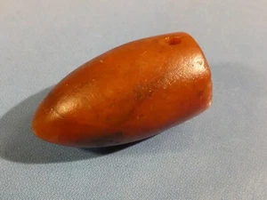 ANCIENT PRECOLUMBIAN TAIRONA 3 HOLE BULLET SHAPE RED JASPER BEAD 18.4-9.6 MM#1 - Picture 1 of 8