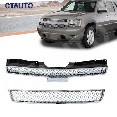 Chrome Grille For Chevy Tahoe/Suburban LTZ 1500 2500 2007-2013 14 Upper Lower Foto 1 de 4