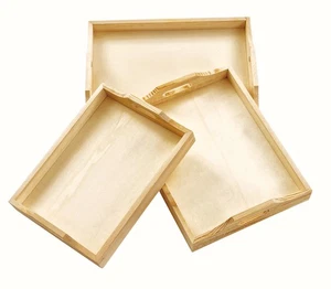 VBS Holztablett-Set 3 Stück verschiedene Größen Tablett Serviertablett - Bild 1 von 12