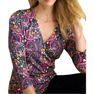 NUEVO CON ETIQUETAS Soft Surroundings Alyssa Floral Boho Surplus Envoltura Mangas 3/4 Para Mujer Talla XL - Imagen 1 de 7