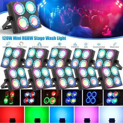 120W Mini RGBW Stage  Wash Par Light DMX Party Show Audience Blinder Spotlight - Image 1 of 4