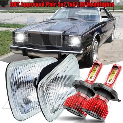 For Chrysler Cordoba 1980-1983 Pair 5X7 7x6" LED Headlights High-Low Sealed Beam Foto 1 de 4