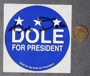 1996 Iowa GOP Senator Bob Dole for President signed / autographed lapel sticker- - Picture 1 of 1