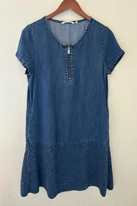 Soft Surroundings kurzärmlig blau Denim Look Shift Kleid Medium - Bild 1 von 6