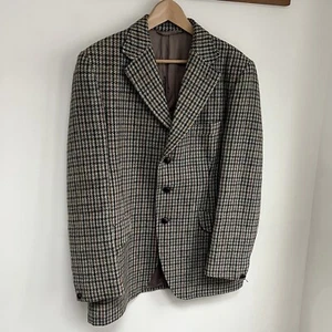 Dunn And Co Harris Tweed Blazer Jacket Size 40R Blue Brown Wool Country Style - Picture 1 of 12