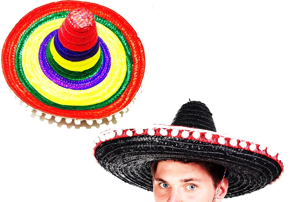 STYLEX PARTY Mexican Sombrero Gringo Hat Black,Multi Adult Fancy Dress Halloween Costume Hat