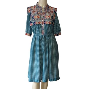 Monica Richards Vintage short sleeve Bohemian Floral Sheer polyester dress 16 - Picture 1 of 7