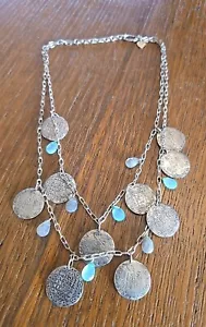 Stella & Dot Rivera Coin Labradorite Amd Chalcedony Double Strand Necklace - Picture 1 of 6