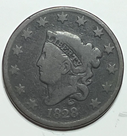 1828 Coronet Head Large Cent - Nicely Circulated Chocolate Brown Penny Cover