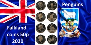 Falkland Islands coin 50p Penguin 2020 Rockhopper King Magellanic Gentoo UNC - Bild 1 von 23