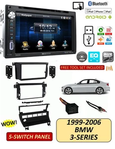 BMW E46 3 SERIES BLUETOOTH TOUCHSCREEN DVD Car Stereo Kit, 5 Switch Panel - Picture 1 of 12
