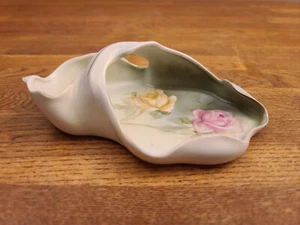 Antique RS GERMANY Handpainted Green Floral 7" Basket Style Candy Dish - Picture 1 of 10