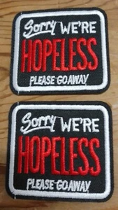 2 x HOPELESS Embroidered Patchs Motif 5.5cm x 5cm, Iron-on Sew or Glue - Picture 1 of 1