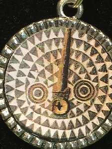 African Mask Triangle Circle Charm Tibetan Silver with 18" Necklace - Picture 1 of 2