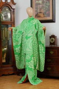 DEAR VANILLA JAPANESE FURISODE SILK KIMONO WOMEN'S AUTHENTIC JAPAN MADE VINTAGE - Picture 1 of 10