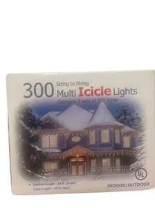 Clear Icicle Lights 300 Count White Wire 18 ft  Lights  - Picture 1 of 4