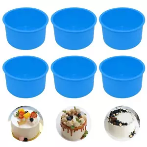 Silicone Mini Round Cake Molds 4 Inch Blue Reusable Nonstick Microwave Oven Free - Picture 1 of 6