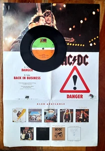 NM/EX! AC/DC Danger 7" vinyl 45 Poster Sleeve 1985 - Picture 1 of 2