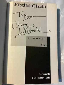 Signed Fight Club by Chuck Palahniuk paperback Novel movie tie in - Bild 1 von 8